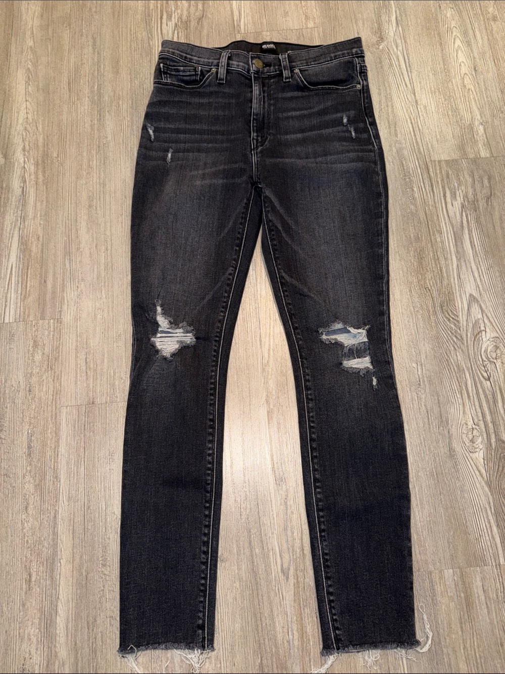 Hudson Jeans Black Wash Ripped Skinny Jeans
